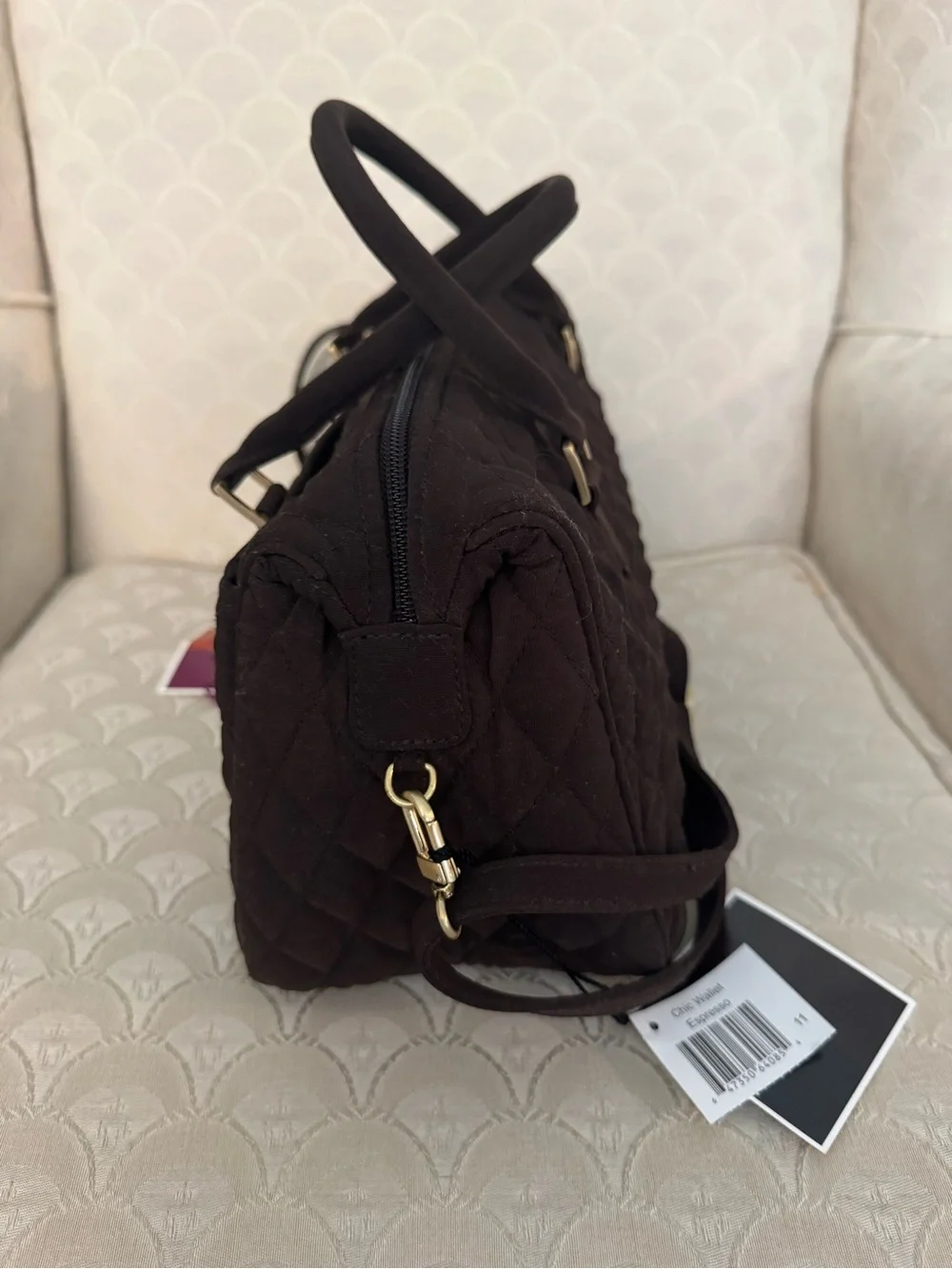 Vera Bradley Boston Bag Expresso Quilted Brown Satchel shoulder bag NWT